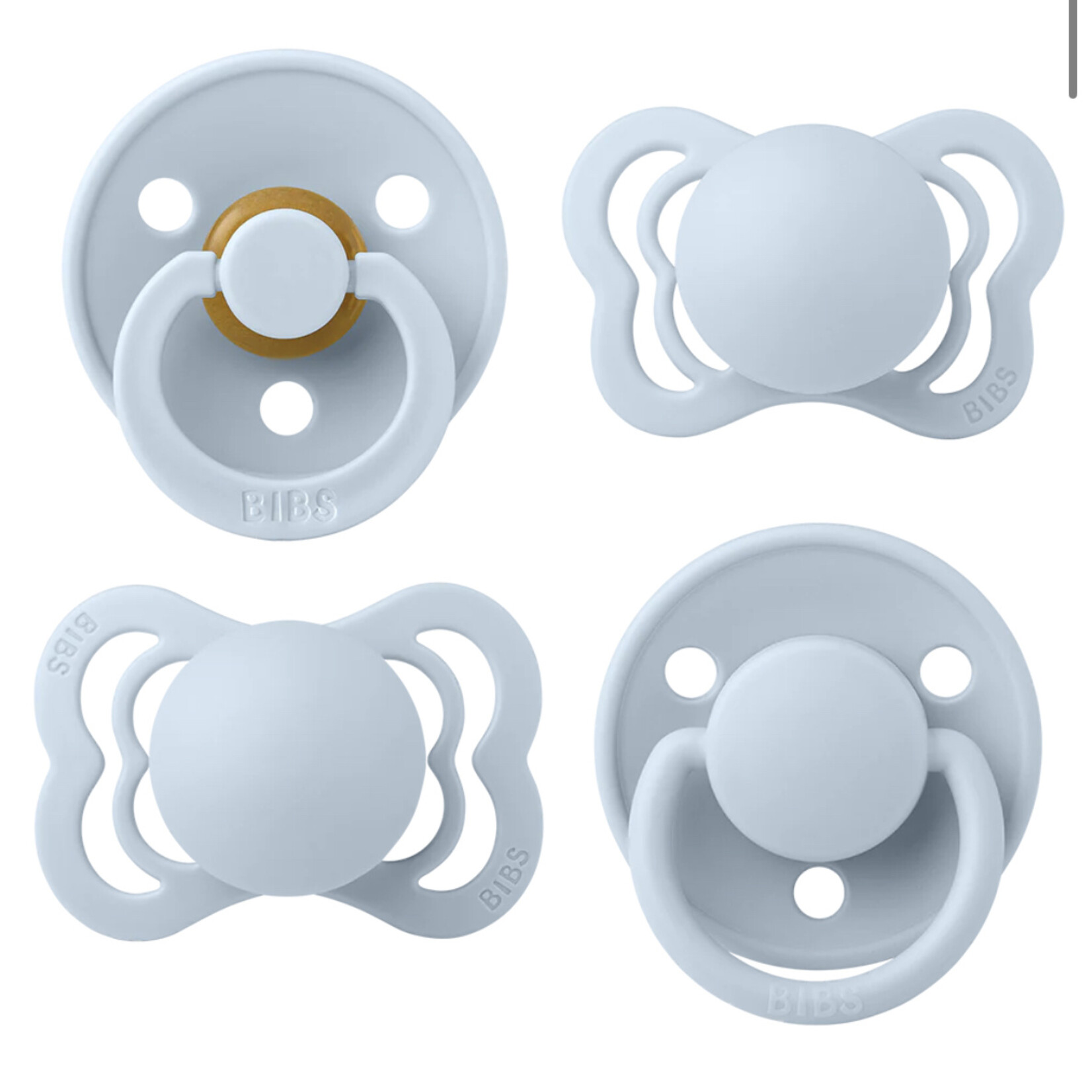 Bibs Try-It Collection  Paci Set 4 PACK (baby blue)