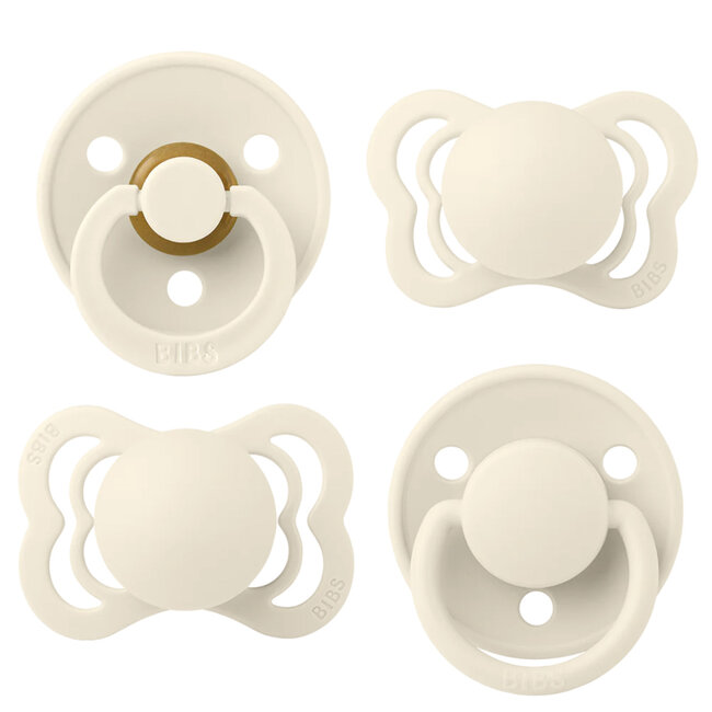 Bibs Try-It Collection  Paci Set 4 PACK (ivory)