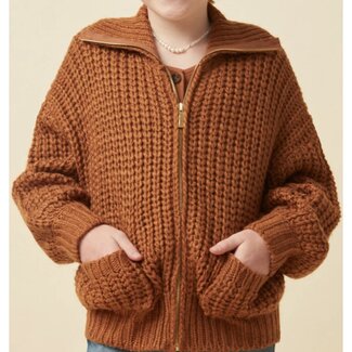 Hayden Girls Zip Up Collared Puff Sleeve Jacket