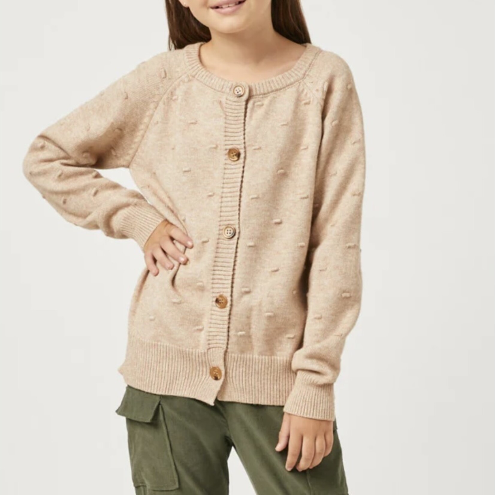 Hayden Girls Swiss Dot Knit Buttoned Cardigan