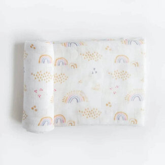 Little Unicorn Deluxe Muslin Swaddle Blanket - Rainbows & Raindrops