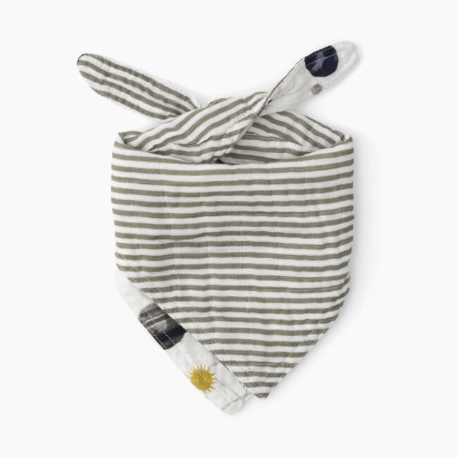 Little Unicorn Cotton Muslin Reversible Bandana Bib 2 Pack - Dino Friends