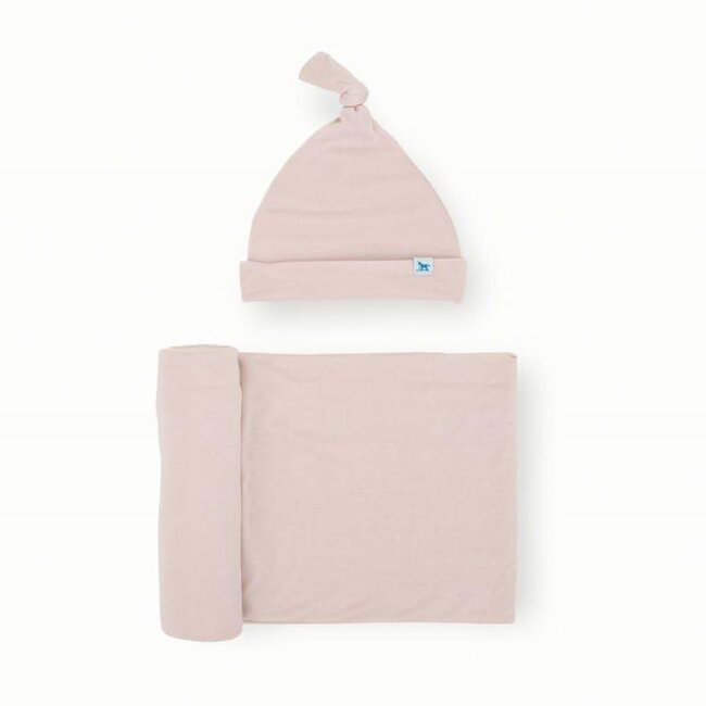 Little Unicorn Stretch Knit Swaddle & Hat Set - Soft Blush