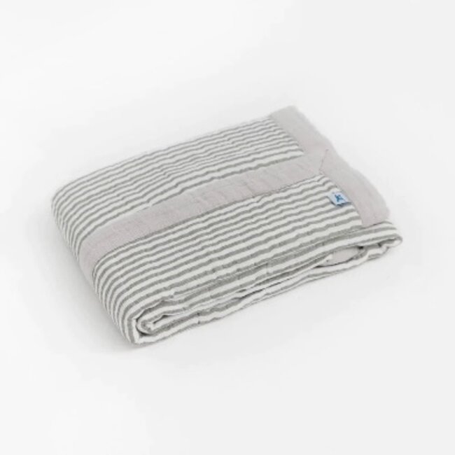 Little Unicorn Cotton Muslin Baby Quilt - Grey Stripe