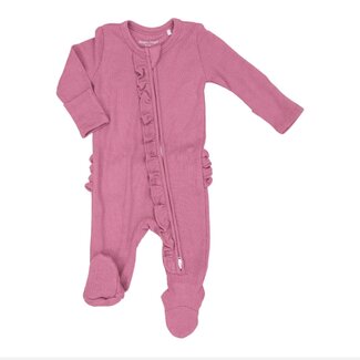 Angel Dear Rib Chateau Rose 2-Way Zipper Footie Pink