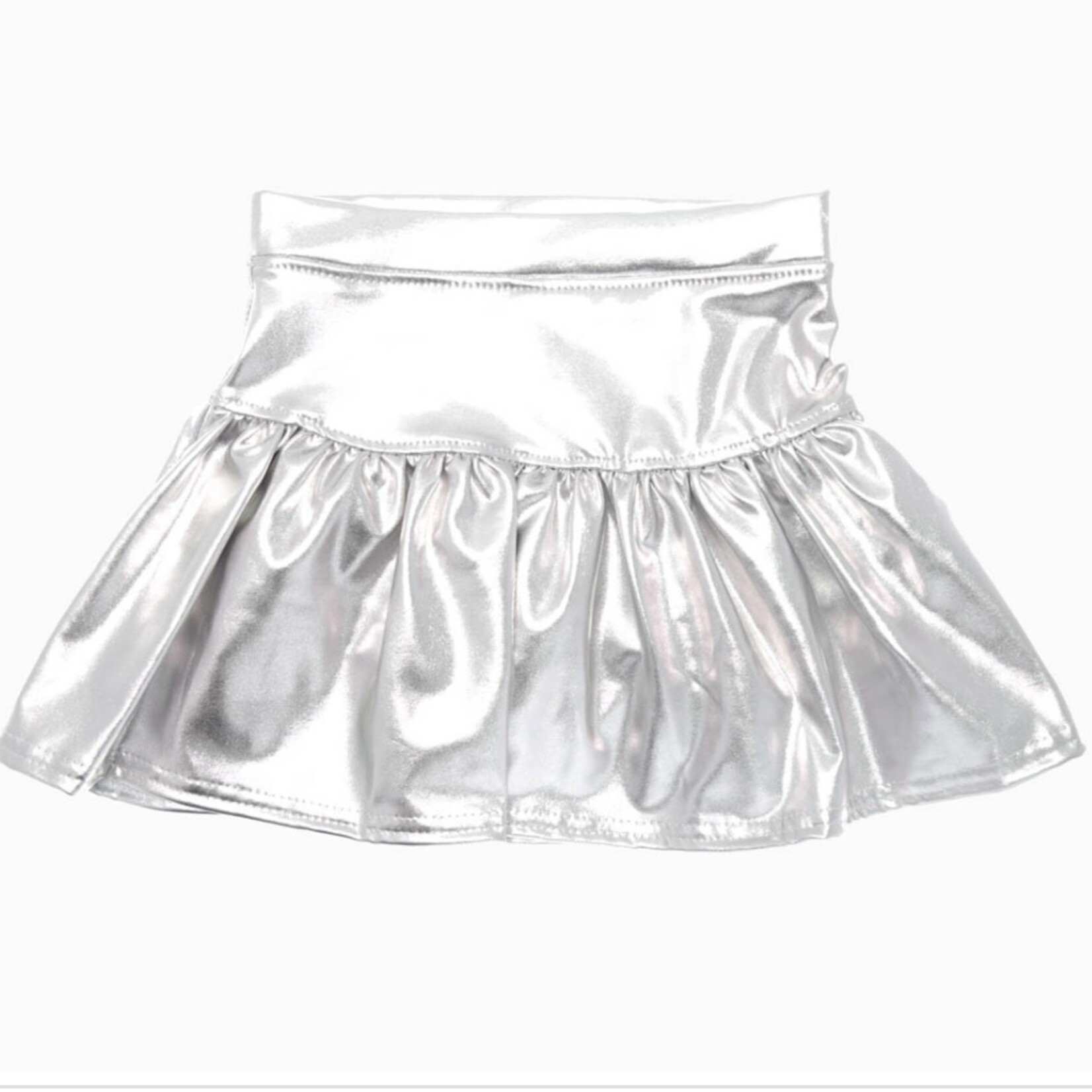 Azarhia Slick Metallic Gathered Skort in Silver