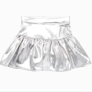 Azarhia Slick Metallic Gathered Skort in Silver
