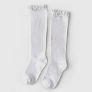Little Stocking Co. White Lace Top Knee High Socks