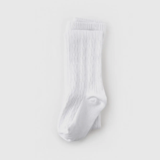 Little Stocking Co. White Cable Knit Tights