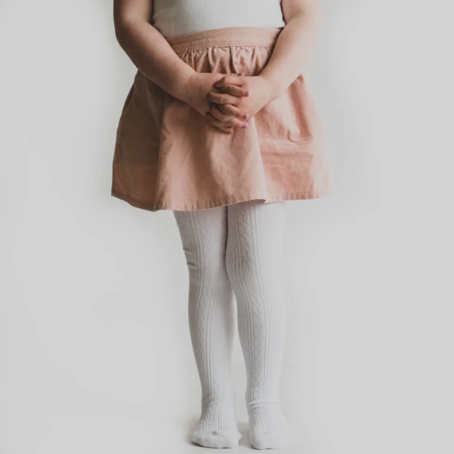 Little Stocking Co. White Cable Knit Tights