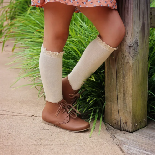 Little Stocking Co. Vanilla Lace Top Knee High Socks
