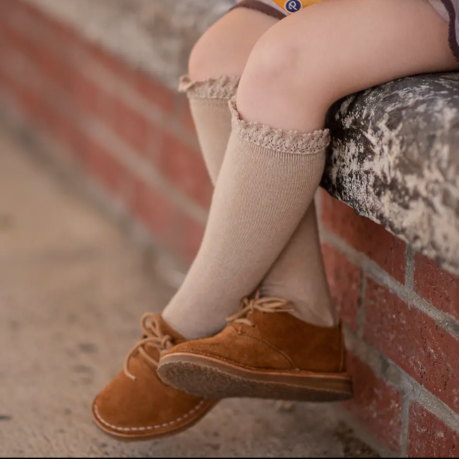 Little Stocking Co. Oat Lace Top Knee High Socks