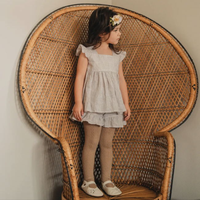 Little Stocking Co. Oat Cable Knit Tights