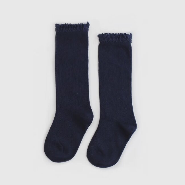 Little Stocking Co. Navy Lace Top Knee High Socks
