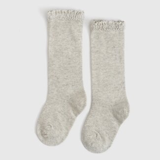 Little Stocking Co. Heather Ivory Lace Top Knee High Socks