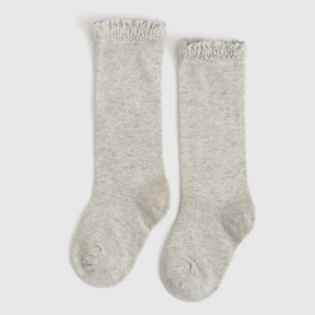 Little Stocking Co. Heather Ivory Lace Top Knee High Socks