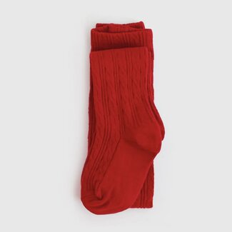 Little Stocking Co. Bright Red Cable Knit Tights