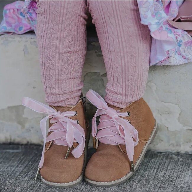 Little Stocking Co. Blush Cable Knit Tights