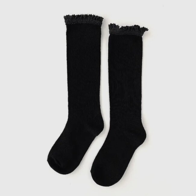 Little Stocking Co. Black Lace Top Knee High Socks