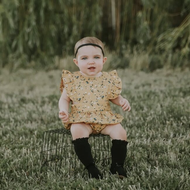 Little Stocking Co. Black Lace Top Knee High Socks