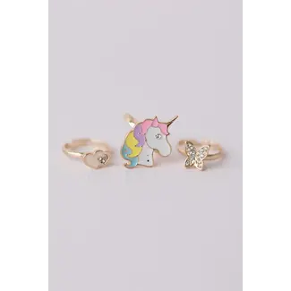 Great Pretenders Butterfly & Unicorn Ring, 3 piece