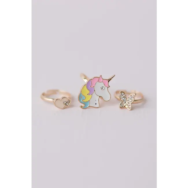 Great Pretenders Butterfly & Unicorn Ring, 3 piece