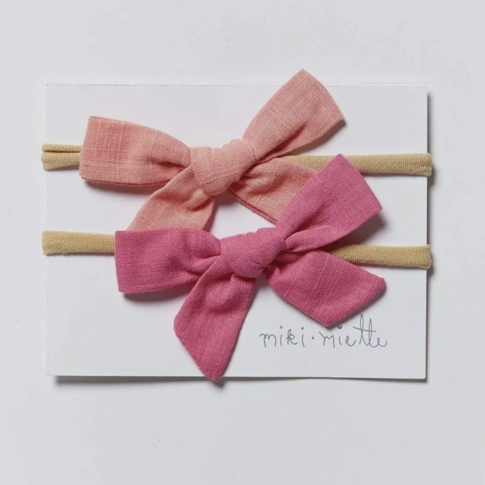Miki Miette Bow Headband Set (2) - Lollipop Pink & Coral