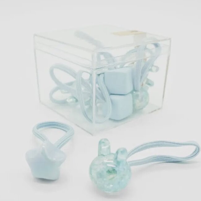 Miki Miette Blue Hair Elastics Box Set (10 PC)