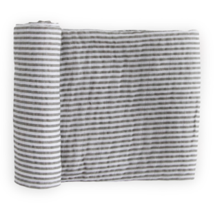 Little Unicorn Cotton Muslin Swaddle Blanket - Grey Stripe