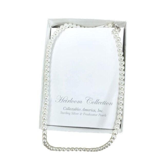 Collectables America Freshwater Pearl Necklace (14”) w/ Sterling Silver Clasp