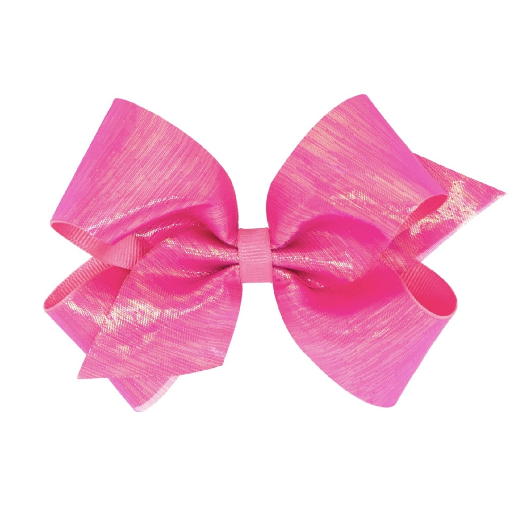 Wee Ones King Sheer Iridescent/Grosgrain Bow - Hot Pink