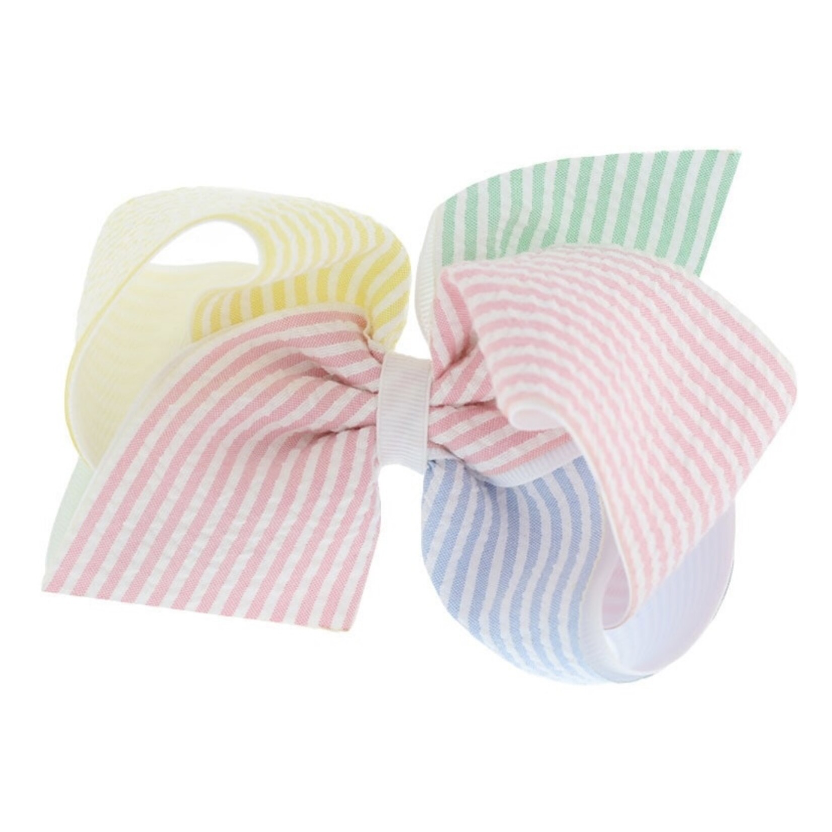 Wee Ones King Color Block Seersucker Grosgrain Overlay Bow