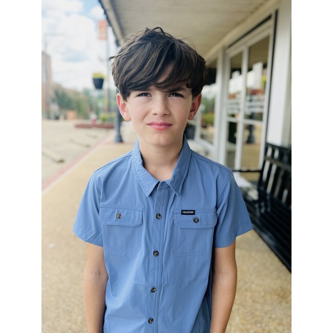Fieldstone Short Sleeve Sportsman Button Down- Blue