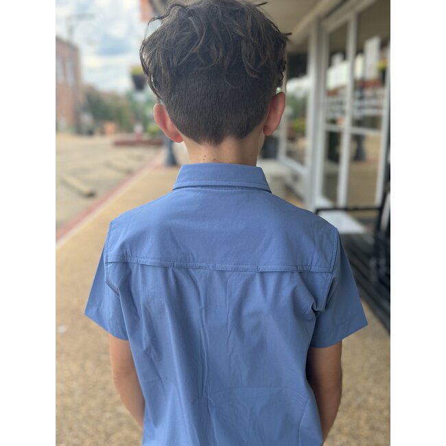 Fieldstone Short Sleeve Sportsman Button Down- Blue