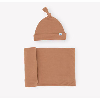 Little Unicorn Stretch Knit Swaddle & Hat Set - Terracotta