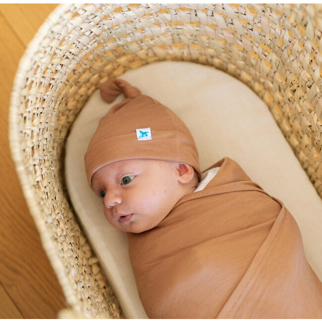 Little Unicorn Stretch Knit Swaddle & Hat Set - Terracotta