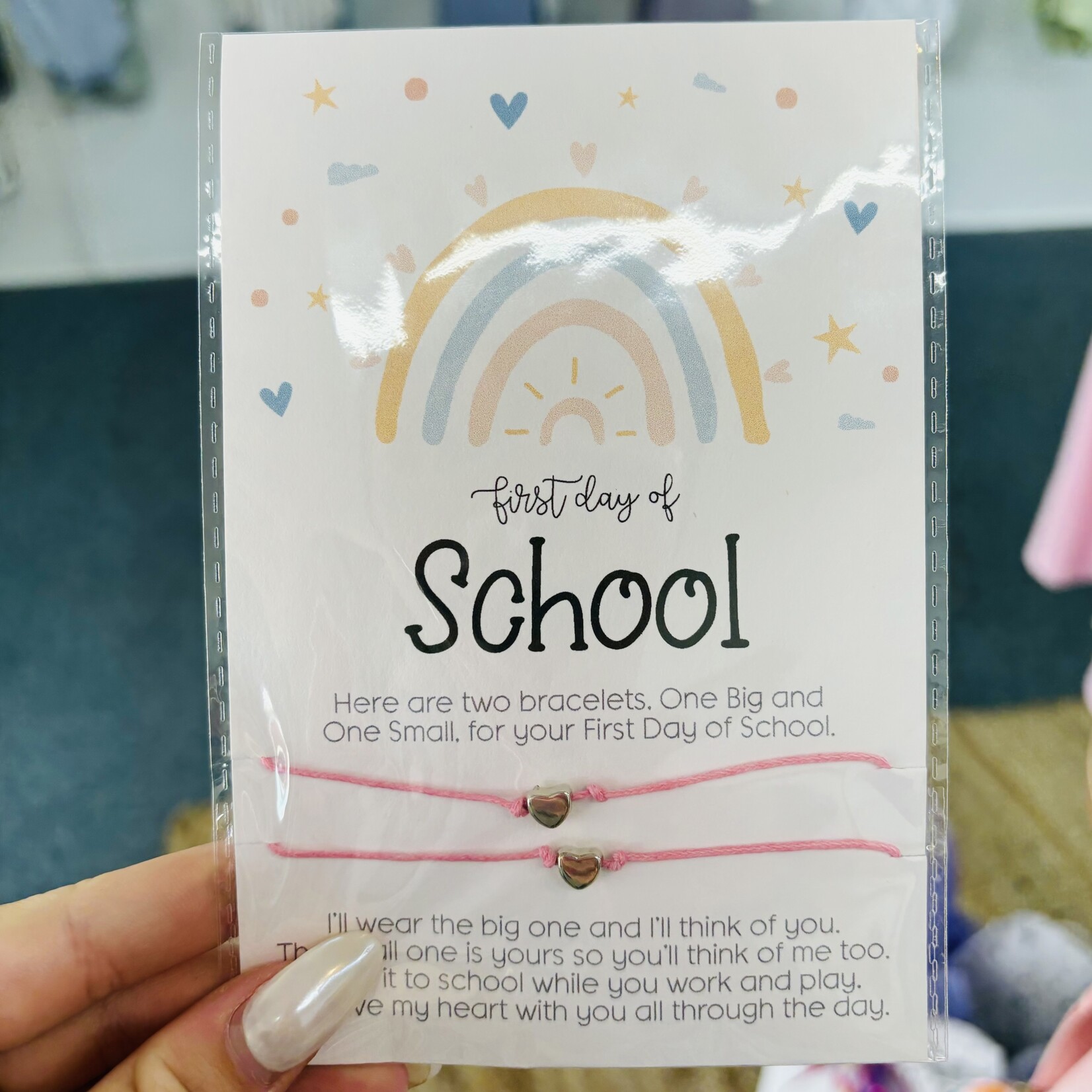Geaux Magnolia Boho Rainbow Back to School Wish Bracelet Mommy & Me - Pink