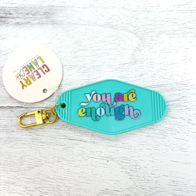 Cleary Lane Co. Motel Keychain | You Are Enough | Aqua