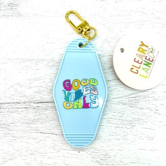 Cleary Lane Co. Motel Keychain | Good Vibes Only | Sky Blue