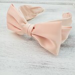 Satin Bow Headband Blush