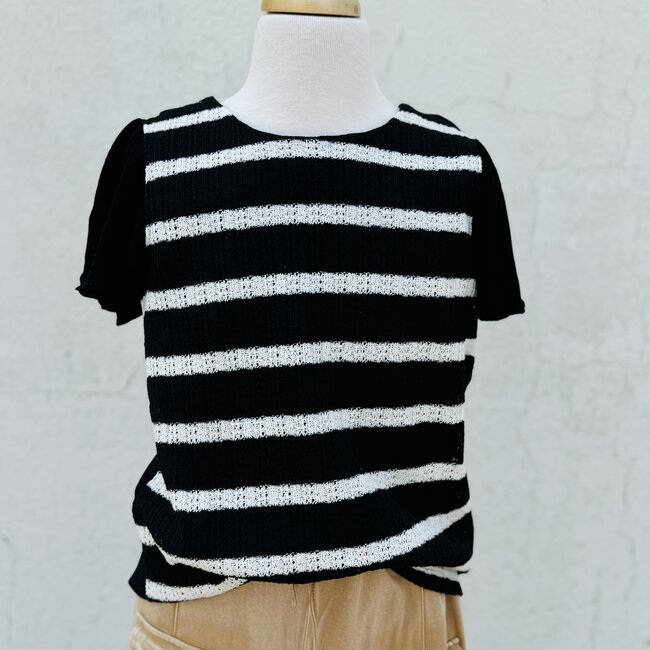 Hayden Girls Striped Loose Knit Top