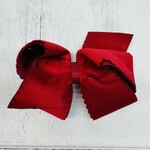 Wee Ones Small King Scalloped Edge Faux Velvet Overlay Bow - Cranberry