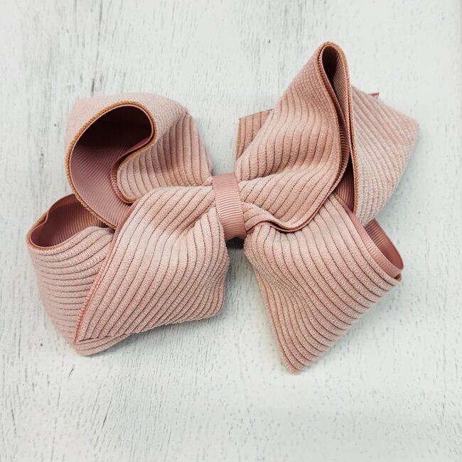 Wee Ones King Corduroy Grosgrain Overlay Bow - Sweet Nectar