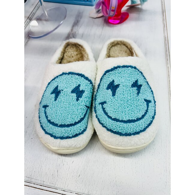 Malibu Sugar Happy Face Slippers- Blue