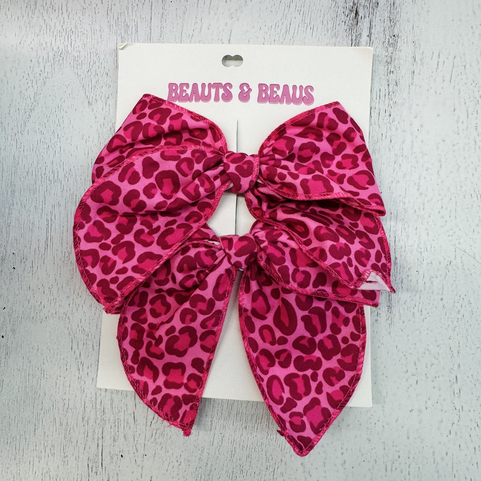 Beauts & Beaus Pink Leopard Piggie Bow Set