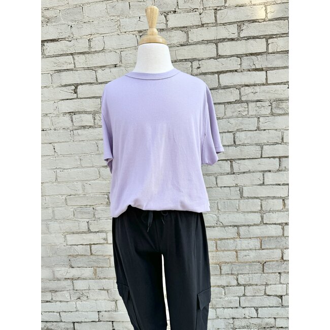 Paper Flower Seamed Relaxed Fit Washed Tee - Lavender Frost