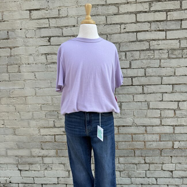 Paper Flower Seamed Relaxed Fit Washed Tee - Lavender Frost