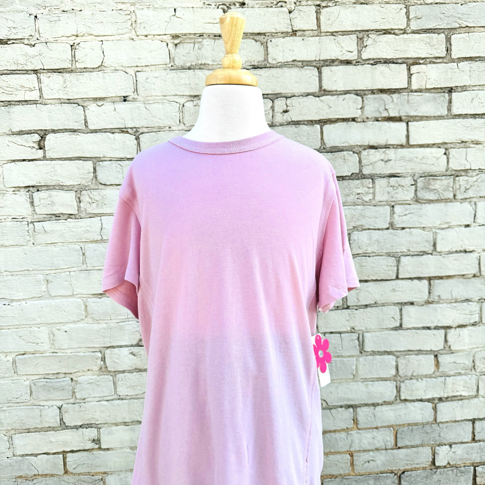Paper Flower Seamed Relaxed Fit Washed Tee -Bleached Mauve