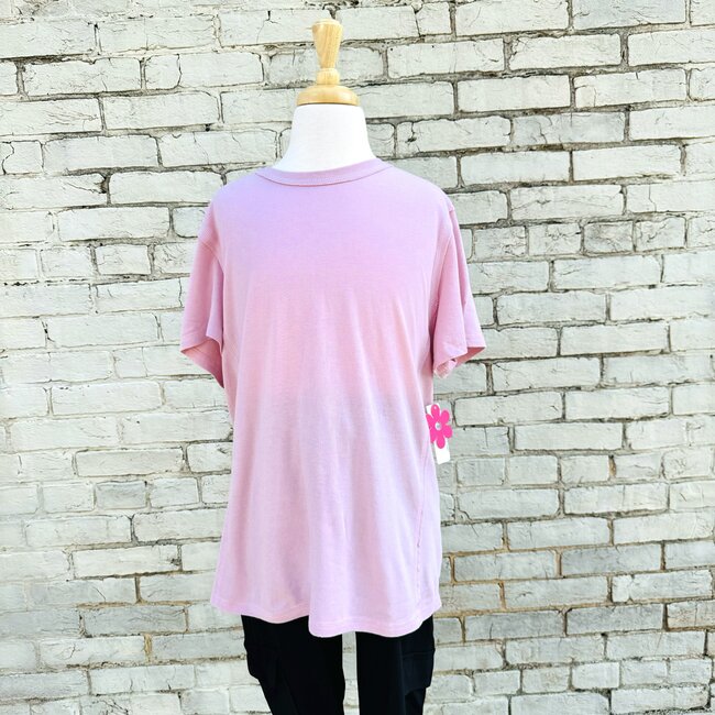 Paper Flower Seamed Relaxed Fit Washed Tee -Bleached Mauve