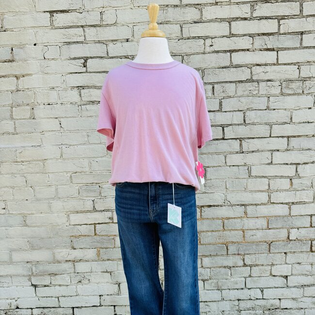 Paper Flower Seamed Relaxed Fit Washed Tee -Bleached Mauve